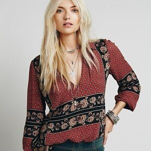 Free People Dobby Changing Times Tunic in brick color combo